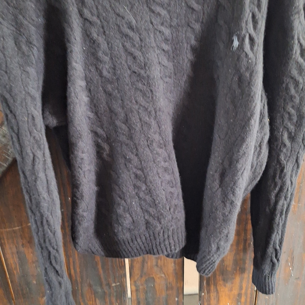 Polo Ralph Lauren Black Cable Knit Crewneck Sweater